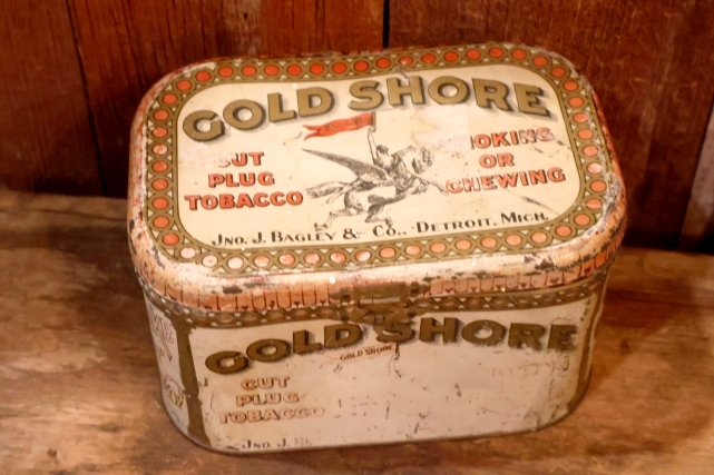 画像1: dp-260501-03 JNO. J. BARGLEY CO. Early 1900's GOLD SHORE CUT PLUG TOBACCO CAN