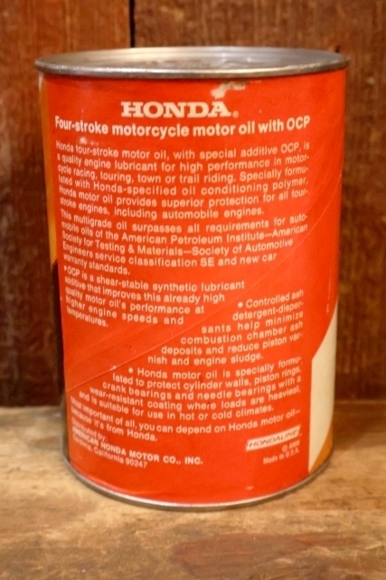画像4: dp-260204-83 HONDA FOUR-STROKE MOTORCYCLE ONE U.S. QUART OIL CAN