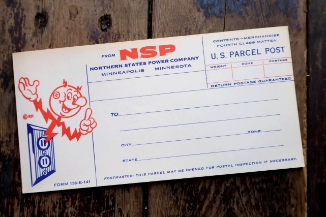 画像1: ct-260401-03 Reddy Kilowatt / NSP U.S. PARCEL POST LABEL