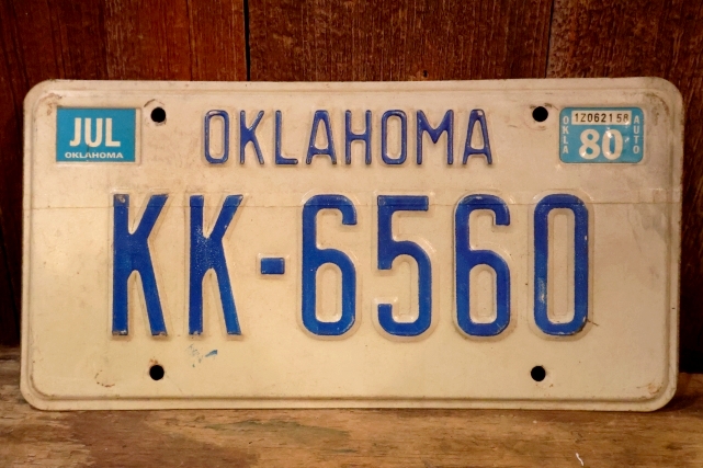 画像1: dp-250205-21 License Plate 1980's OKLAHOMA "KK-6560"