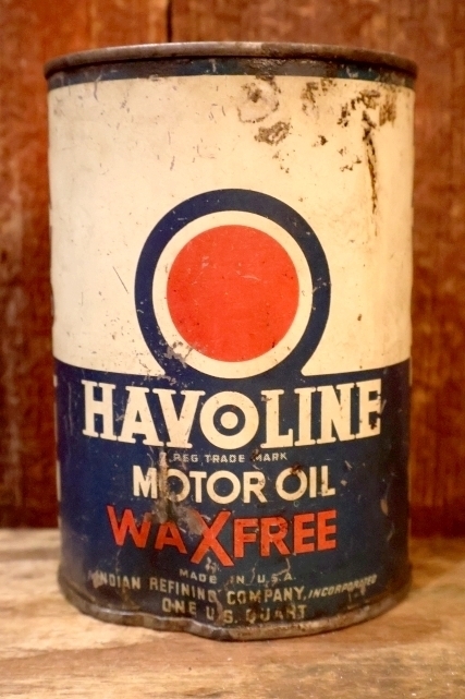 画像1: ct-260901-95 INDIAN REFINING COMPANY HAVOLINE MOTOR OIL "WAXFREE" 1940's ONE U.S. QUART CAN
