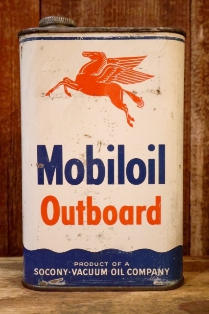 画像1: dp-260901-67 Mobiloil Outboard 1940's-1950's ONE U.S. QUART CAN