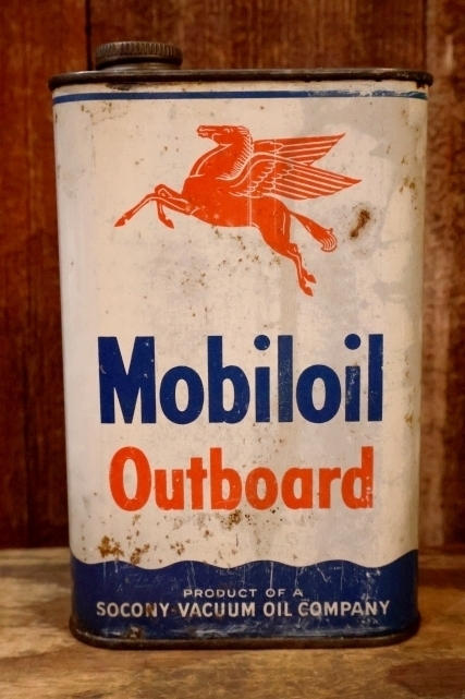 画像1: dp-260901-68 Mobiloil Outboard 1940's-1950's ONE U.S. QUART CAN