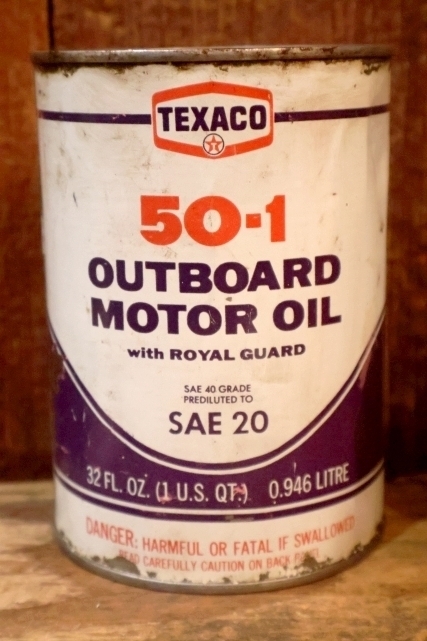 画像1: dp-260901-93 TEXACO 1970's 50-1 OUTBOARD MOTOR OIL ONE U.S. QUART CAN